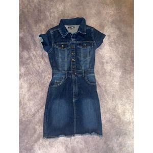 Fashion Nova Women's Size S Blue Buttoned Down Collared Denim Dress